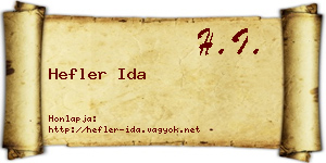 Hefler Ida névjegykártya